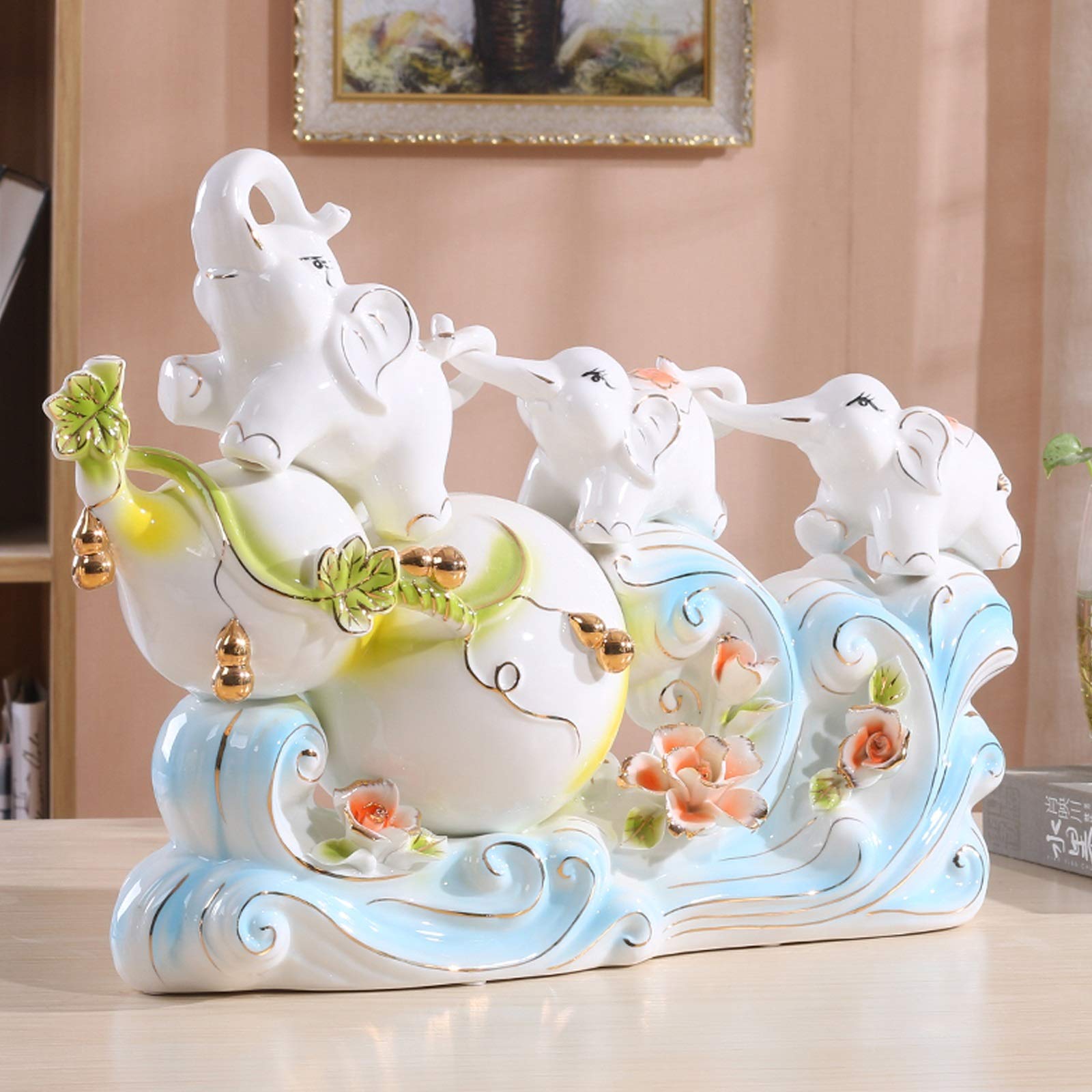 Sculpture Feng shui statuy słonia szczęście figurki Home Decor HouseWarming Gratulacyjny prezent słonia rzeźba zwierzę domowe biuro kolekcja Statue