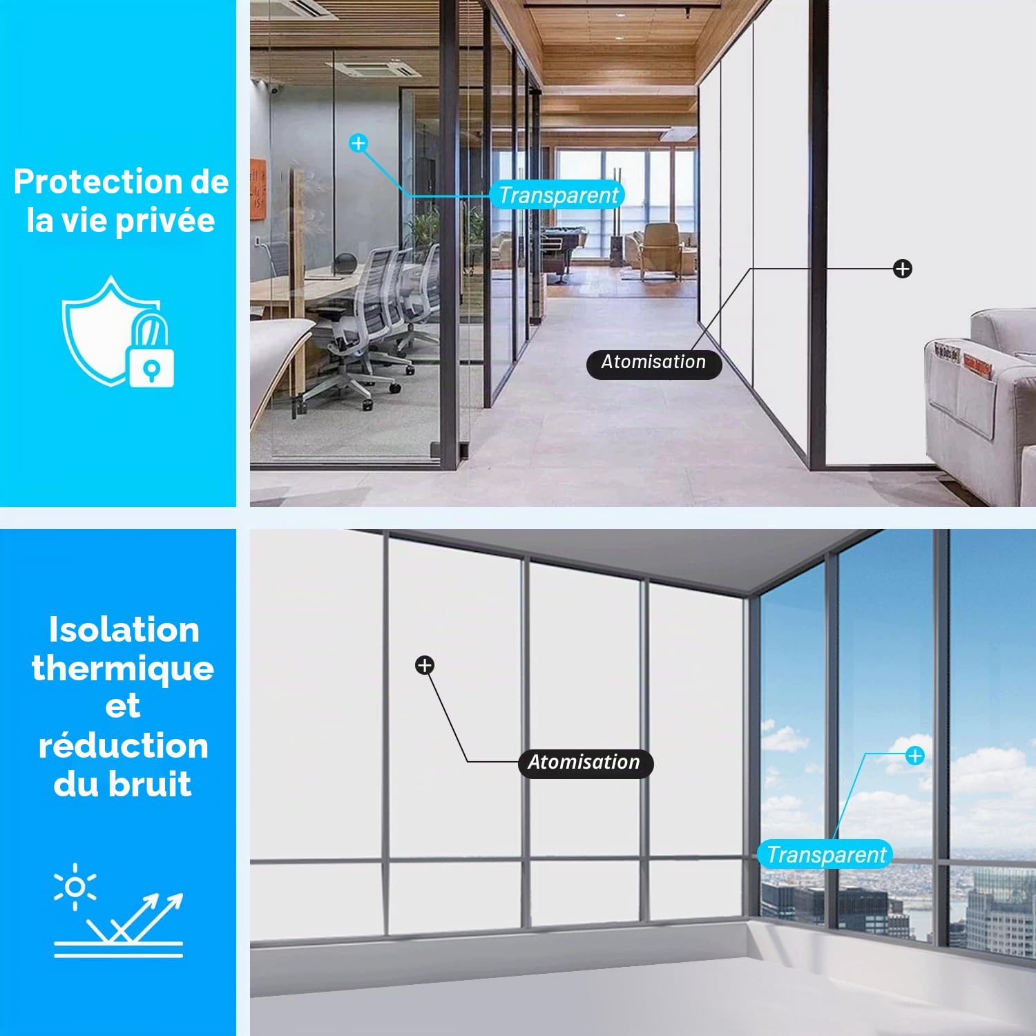 Film en verre intelligent PDLC Smart Film A4 (21 x 29,7 cm) Échantillon de film électronique Smart Film électrique Smart Glass Film (Gris)