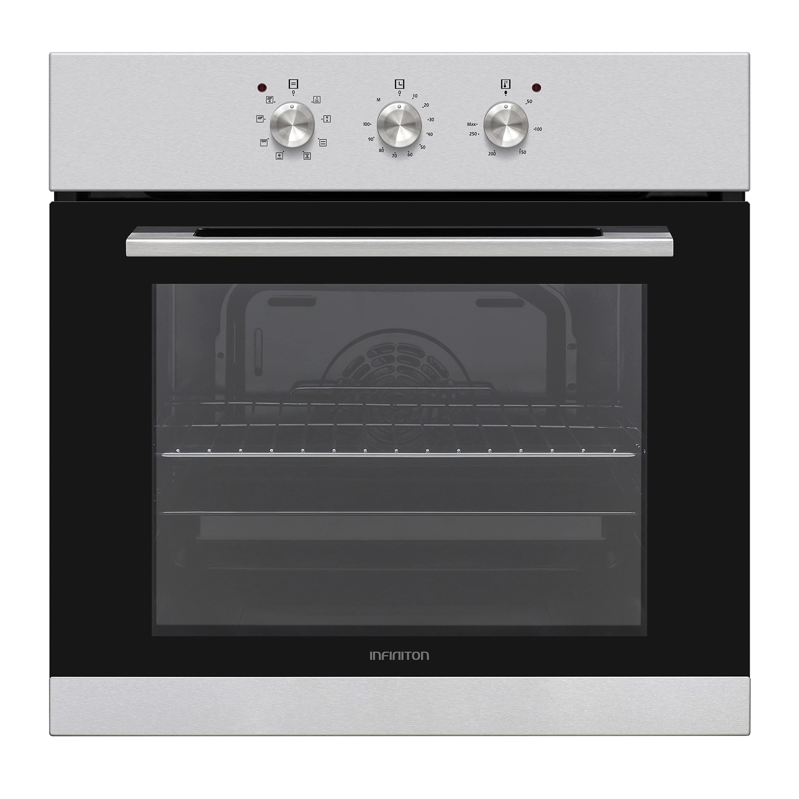 INFINITON HORNO B698 - Horno eléctrico multifunción, Inox, 70 Litros, 3000W, 60cm de alto, 8 funciones, Doble acristalamiento, Clase A