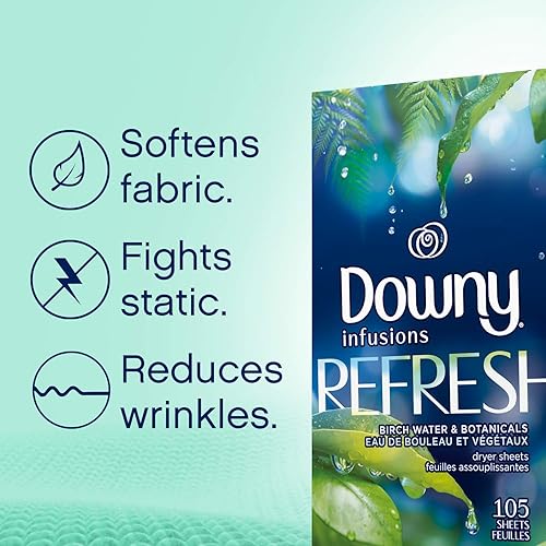Miniatura 43 de Downy Infusions - Toallitas mega para secadora, suavizante de ropa, fragancia de ámbar y rosas (Bliss), 130