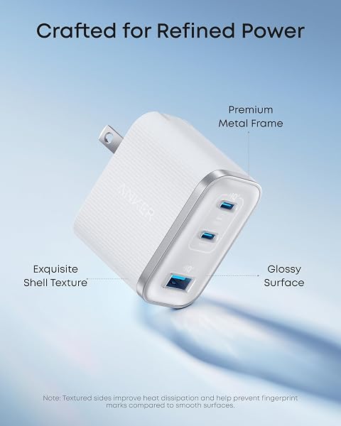 Anker Nano Charger, Ultra-Fast 70W Output 3-Port USB C Charger Block, Fast Charging, Compact and Stylish, for iPhone 17/16 Series, MacBook, iPad, Pixel, Galaxy, and More(Black, Cable Included) - 5