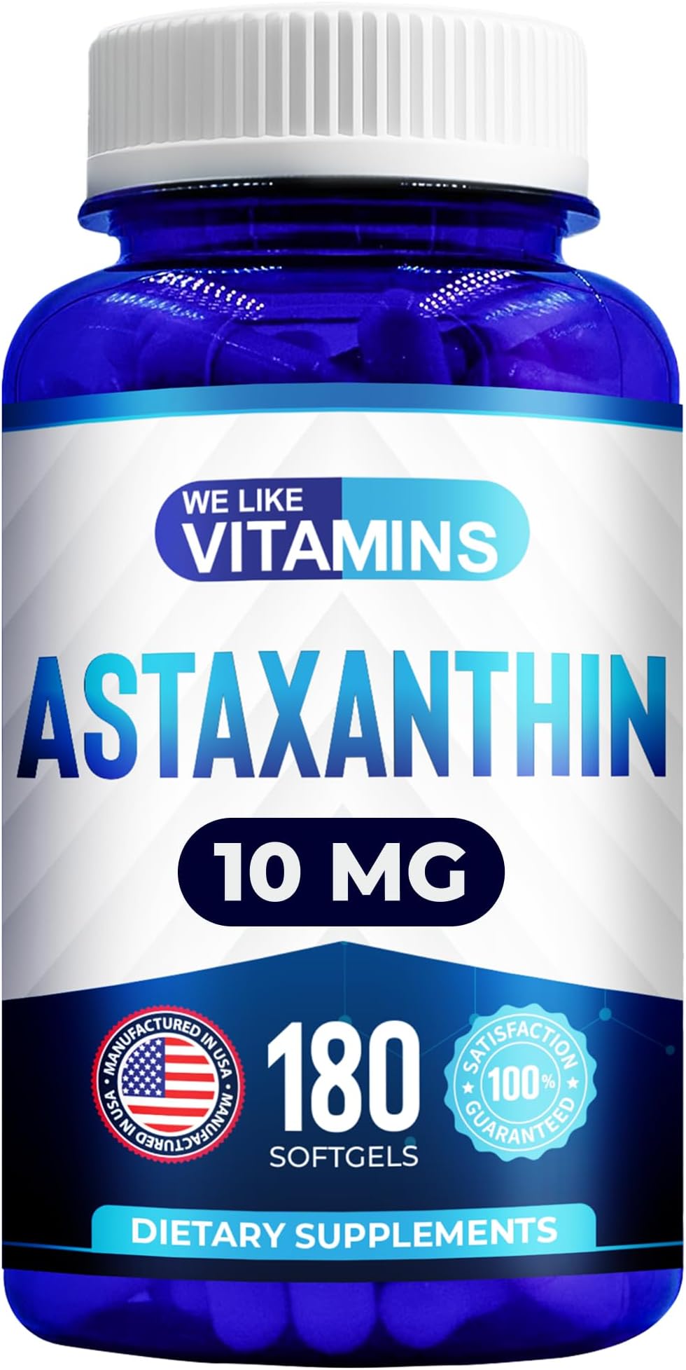Best Value Pure and High Potency Astaxanthin 8mg 180 Capsules - Supports Antioxidant Health - Made in USA GMPC - Guaranteed Purity
