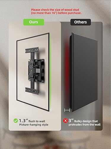 Miniatura 7 de USX MOUNT Soporte de pared para TV ultradelgado de 37 a 75 pulgadas, soporte giratorio e inclinado, soporte de movimiento completo de perfil bajo