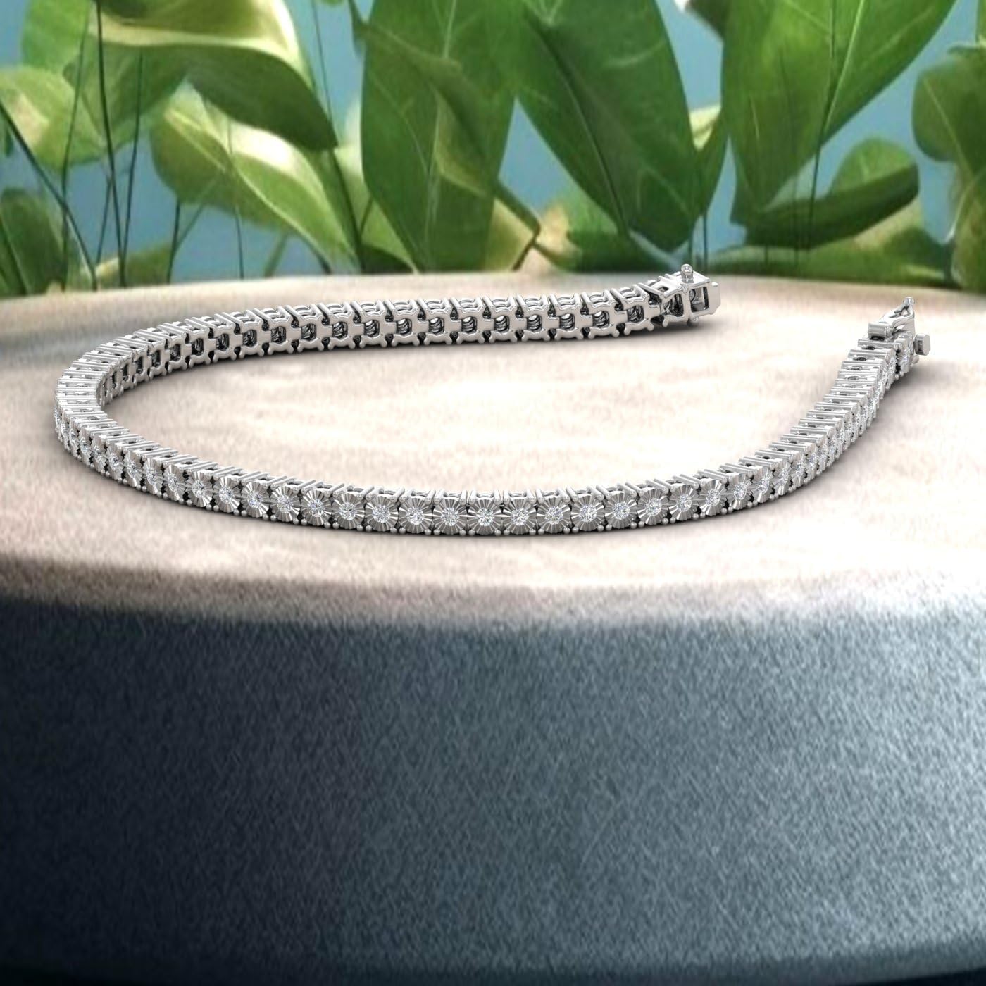 1/2 Carat Natural Diamond Box Chain Tennis Bracelet for Women in 925 Silver - IGI Certified