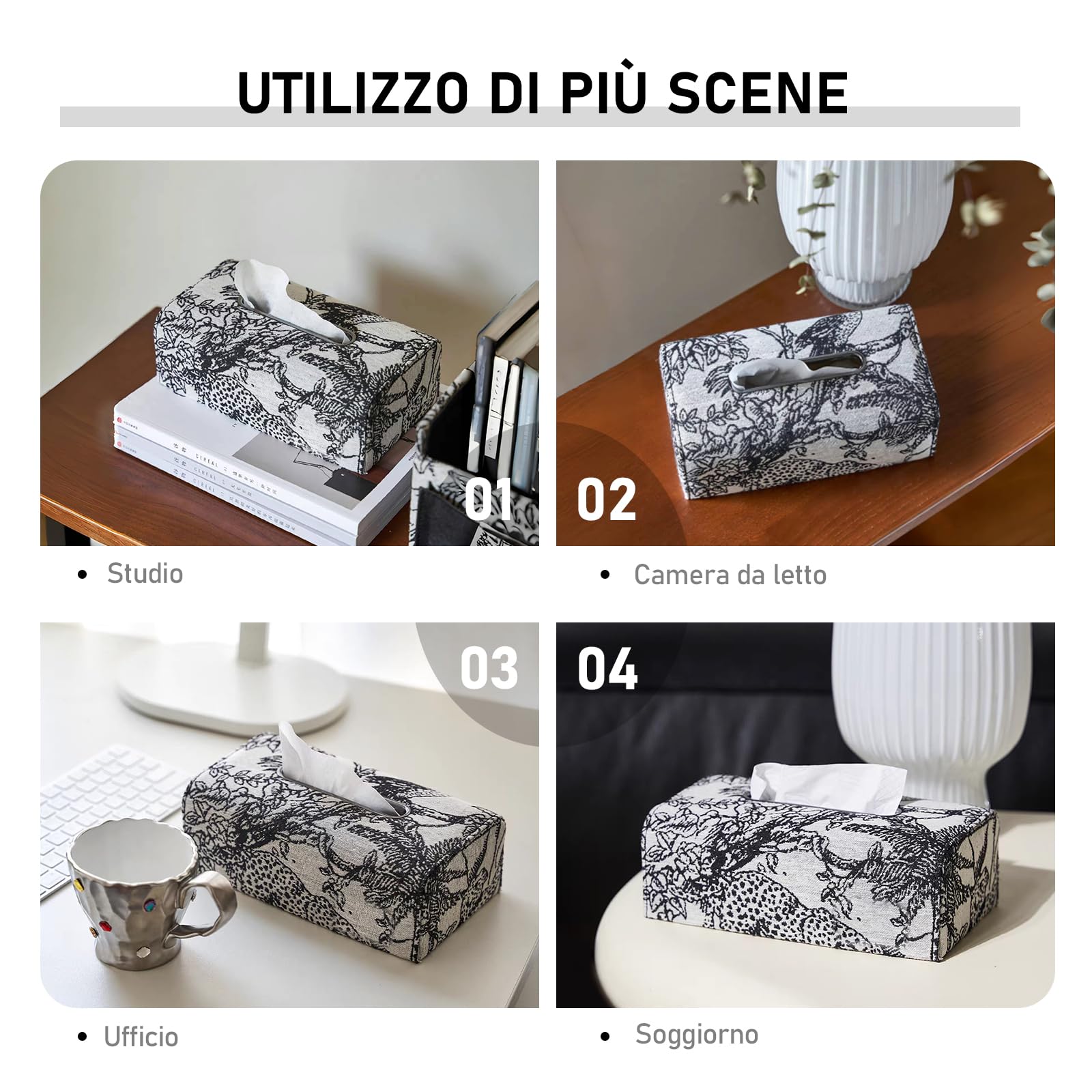 Porta Fazzoletti, Scatola per Fazzoletti di Carta Tessuta Jacquard, Fazzoletti di carta Box Rettangolare per Sala da Pranzo Camera da Letto Ufficio Hotel