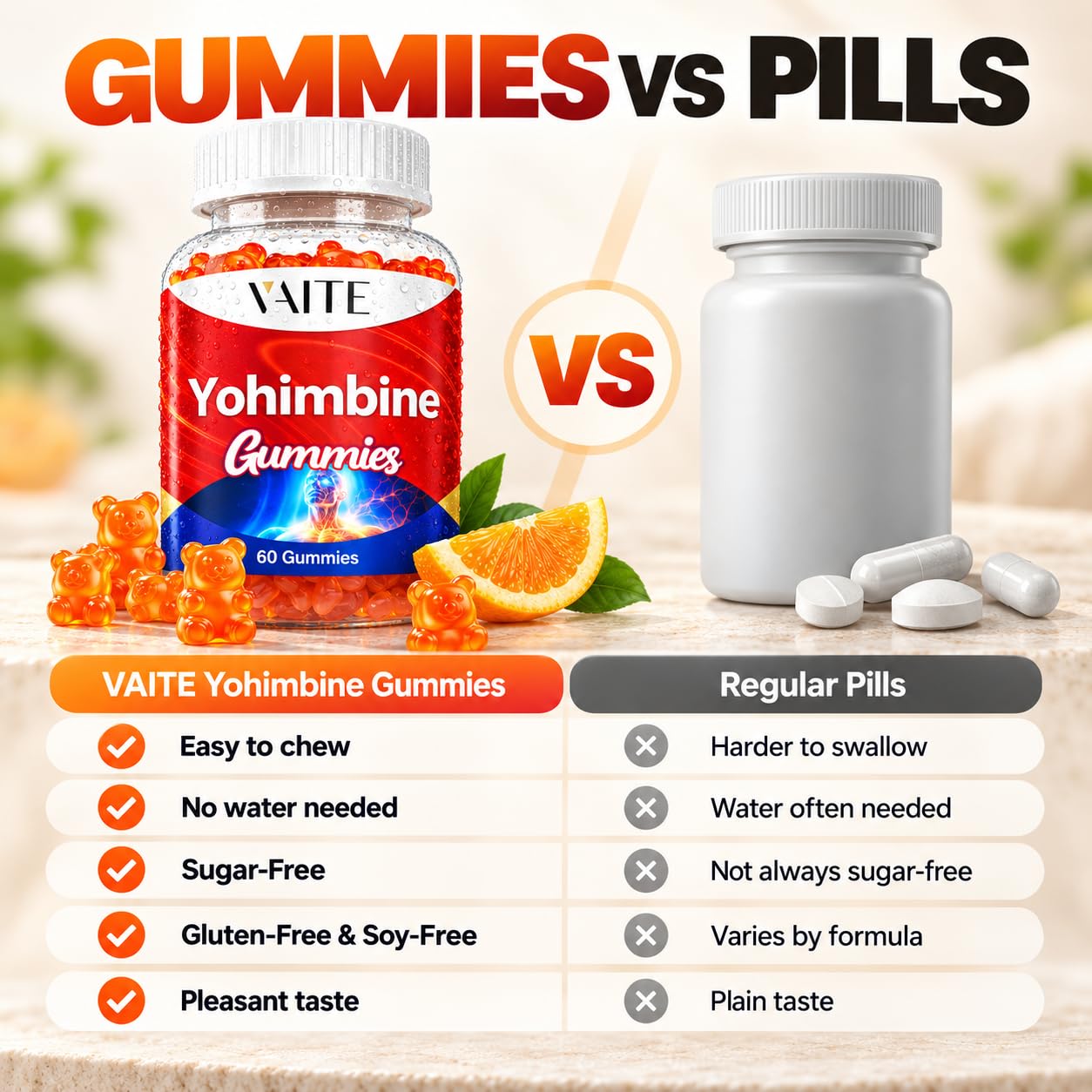 VAITE Yohimbine HCl Gummy 15mg - Sugar-Free, Non-GMO Energy & Endurance Support for Men and Women, Antioxidants, Yohimbe Bark Extract, Improve Performance - Supports Energy Production - 60 Gummies — Amazon image 5