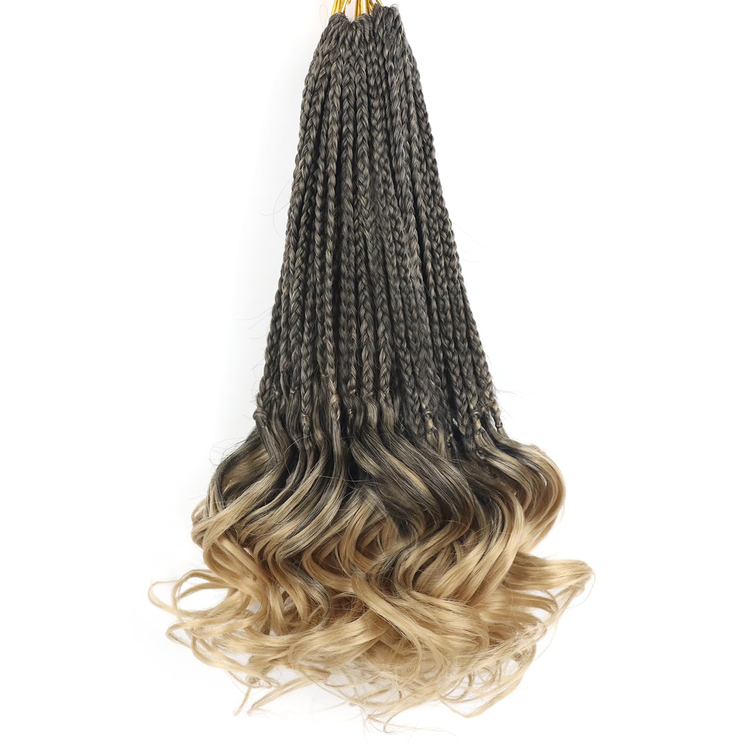 Goddess Box Braids Crochet Hair 10 Inch Color 24 French Curl Braiding Hair Pre Looped Crochet Braids French Curly Braiding Hair Crochet Hair Knotless Layered French Curl Braids(1B/24)