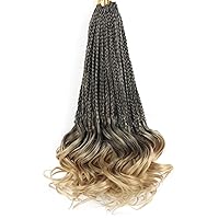 Vista 90 de Cabello de ganchillo con rizos franceses, trenzas de cabello de ganchillo con puntas rizadas, 14 pulgadas, preenlazadas, trenzas de caja tipo diosa