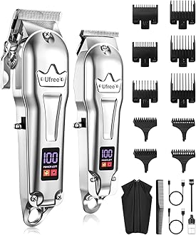Hair Clippers for Men Professional, Barber Clippers and Trimmers Set, Cordless Hair Clippers for Hair Cutting Kit with LED Display, Electric Hair Trimmer, Gifts for Men, Silver