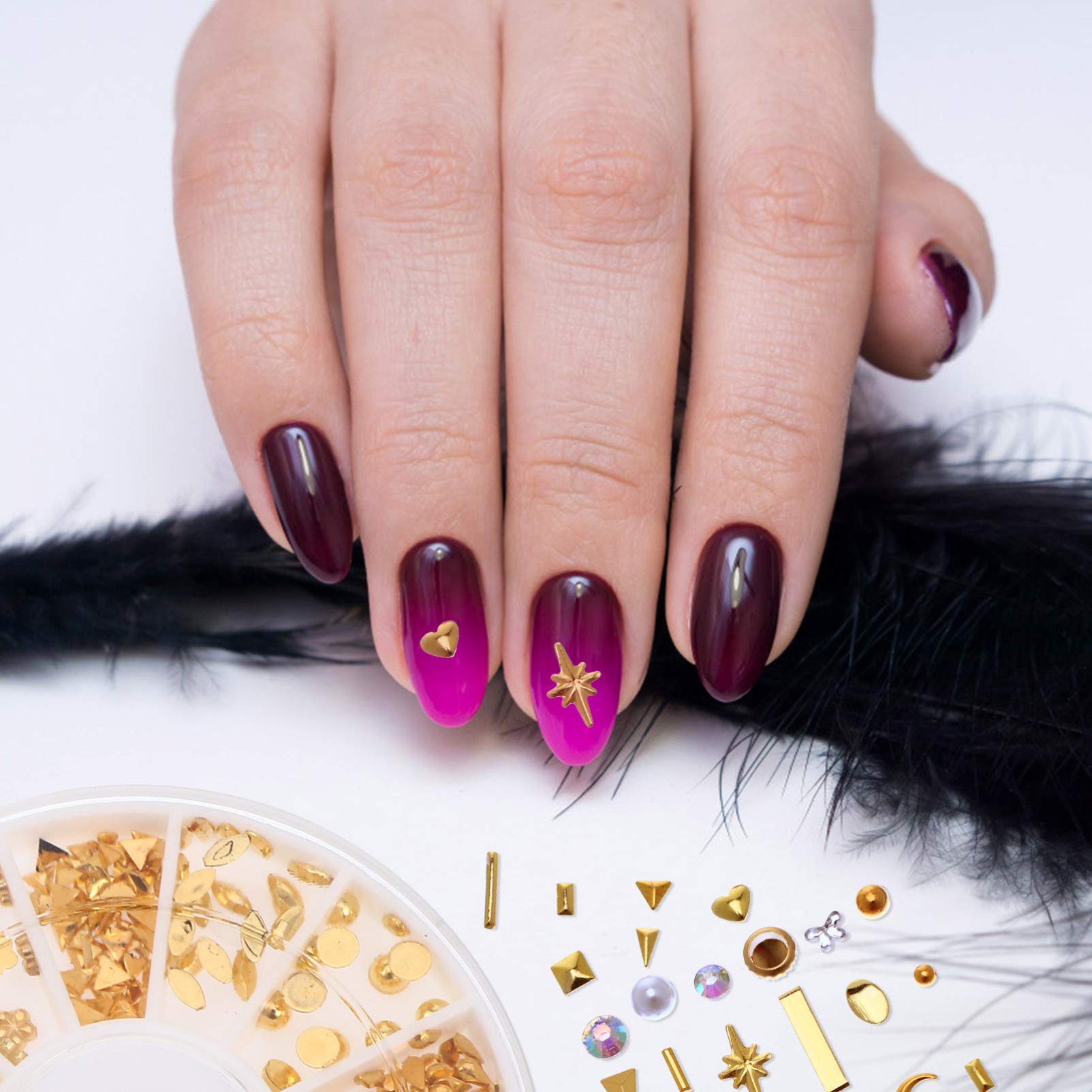 LALAFINA 2sets 3d Nail Art Studs Jewelry Decorations Diy Manicure Accessories for Nails Elegance Rivet Charms Decoration for 8boxes*2