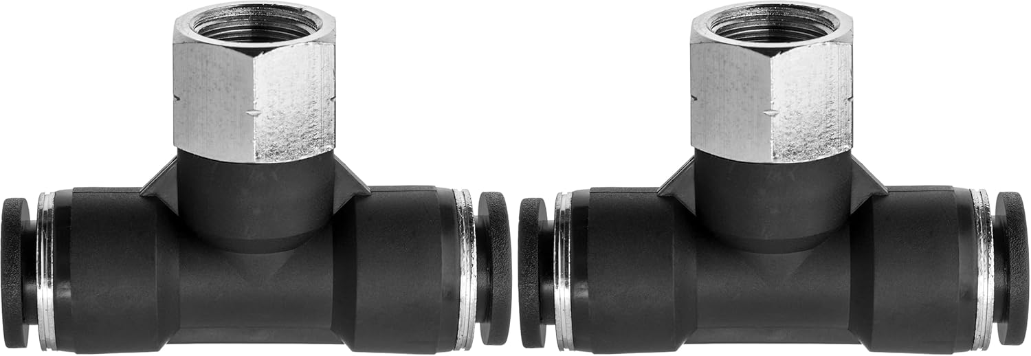 USA SEALING ZUSA-TF-PTC-529 Nylon Push to Connect Tube Fittings Female Branch Tee: 3/8" Tube 1/4" NPT Female (Pack of 2)