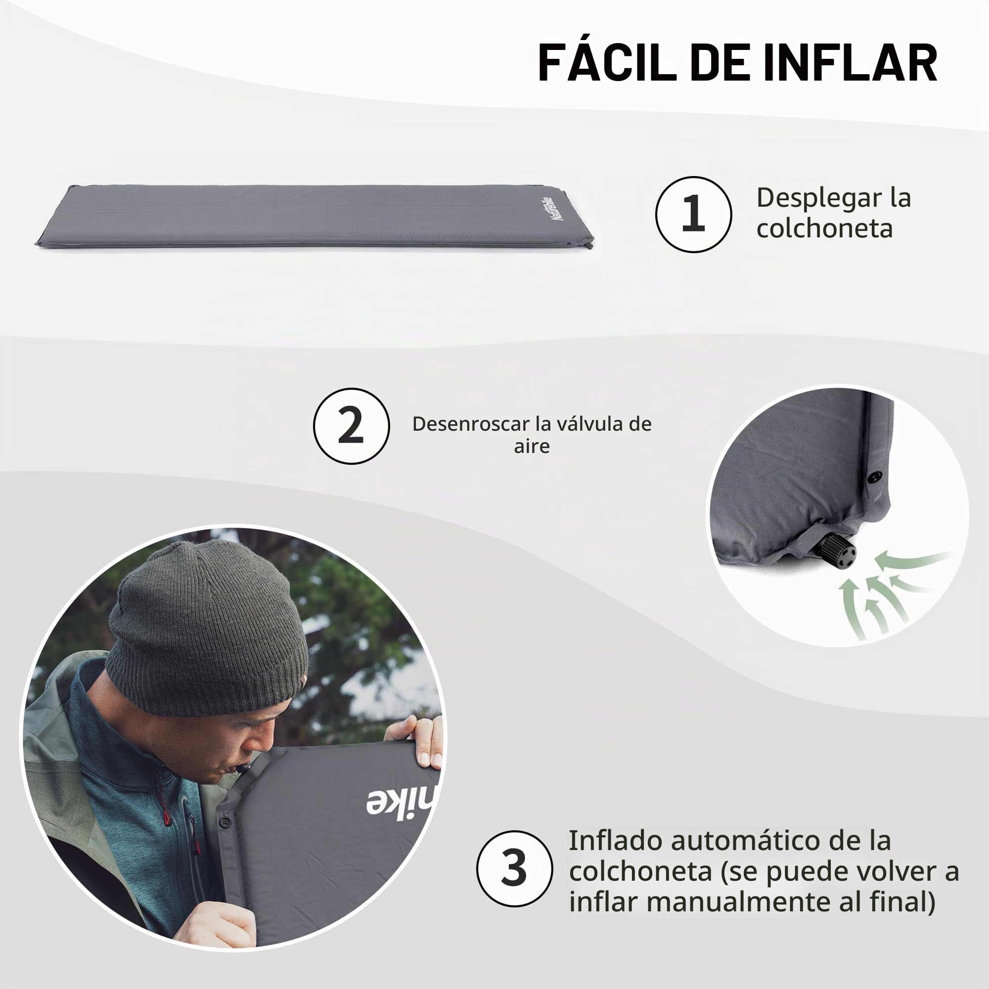 Naturehike Colchoneta Autoinflable Colchón para Acampar Resistente de 5 cm de Grosor, Puede Conectar Múltiples Colchones para Dormir Livianos, Adecuado para Mochileros, Tiendas de Campaña, Hamacas