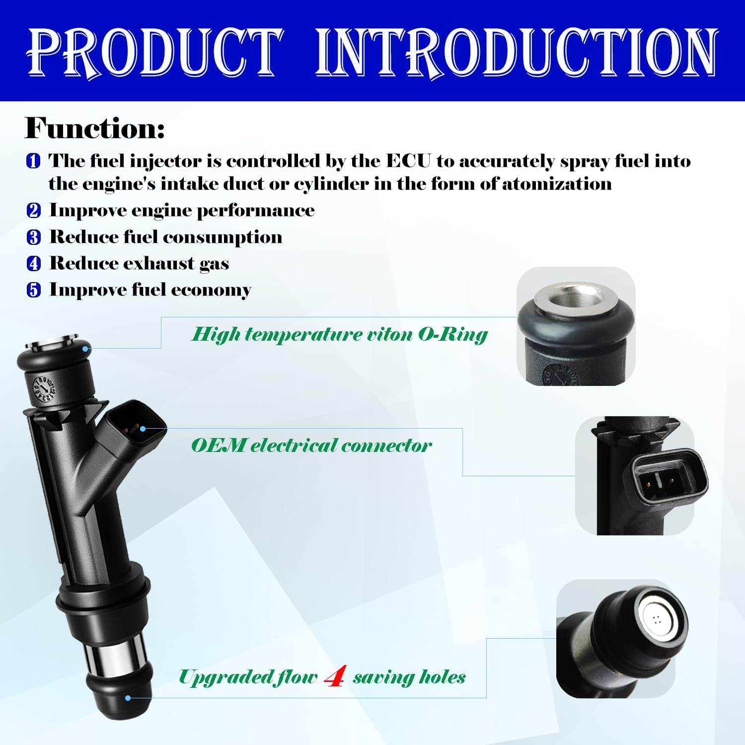 Upgraded 4 Holes Fuel Injectors Fit for GMC: Envoy (& XL, XUV), for Chevy: Trailblazer (& EXT), For Buick: Rainier, for Saab: 9-7x, L6 4.2L 2002-2007, OEM # 17113680, 25313185, FJ319 (6 Pcs)