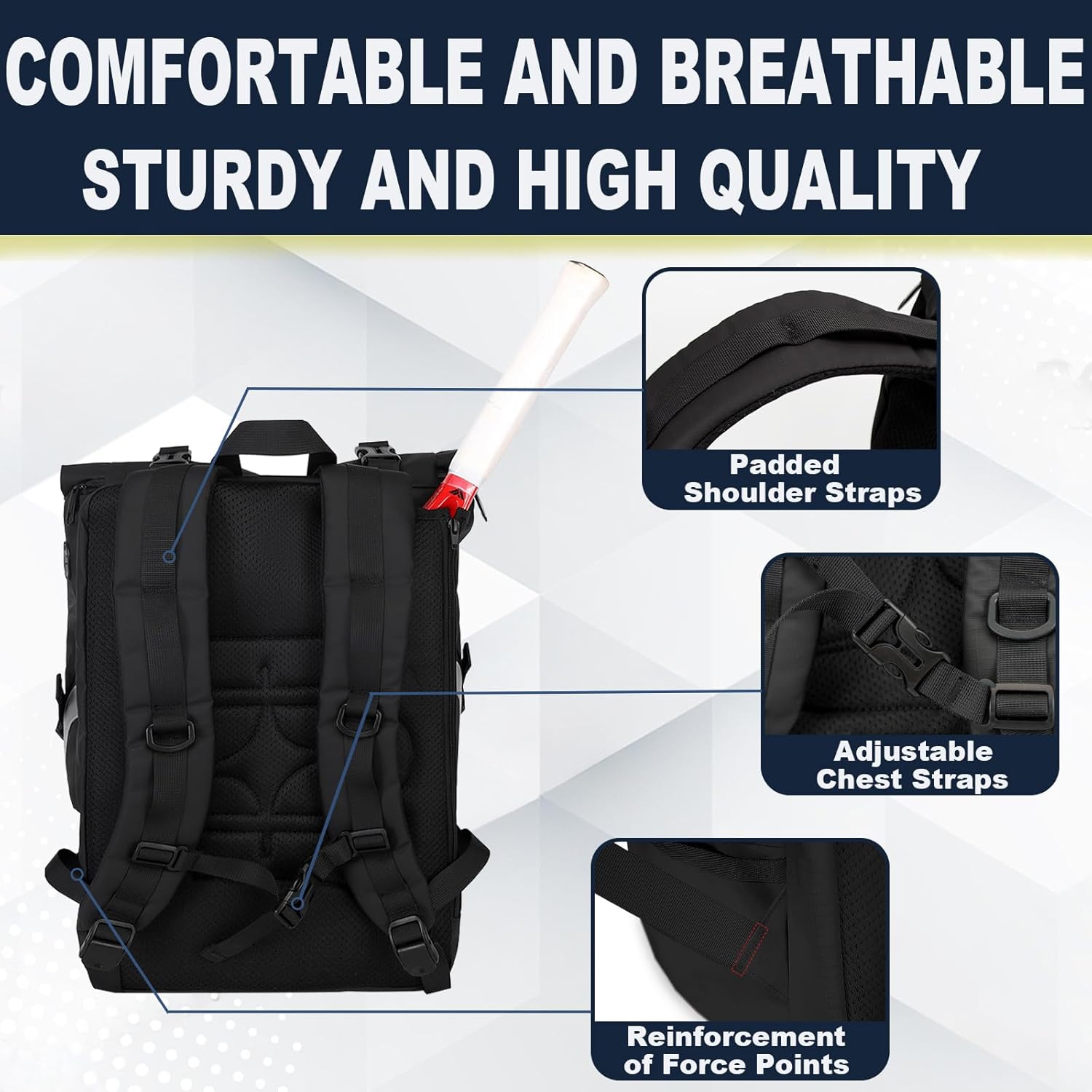 UMGG Tennis Bag Tennis Backpack for Women Men Holds 2 Rackets with Shoe Compartment, Large Pickleball Backpack Hold Tennis Racket, Pickleball Paddles, Badminton Racquet