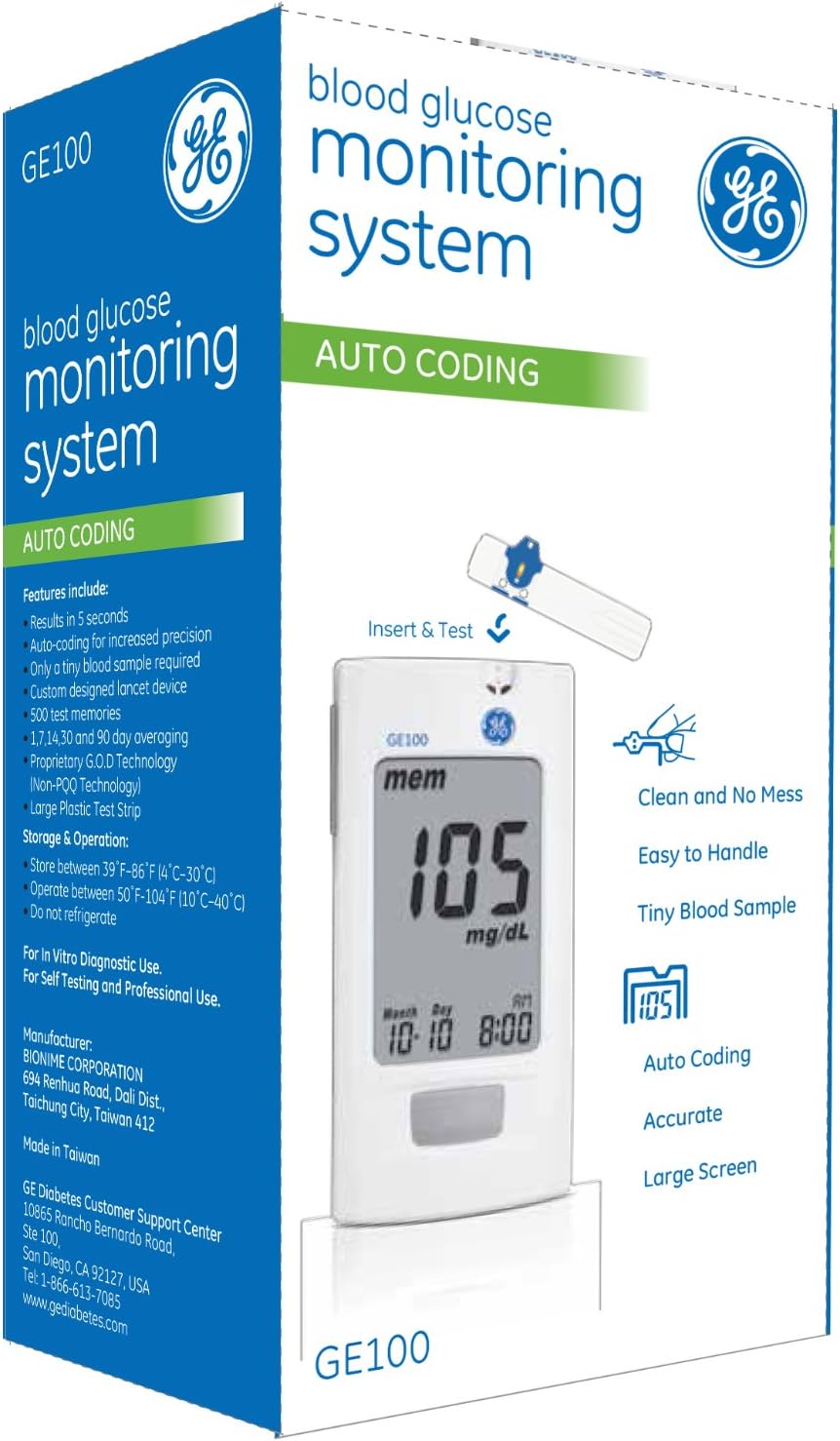 GE100 Blood Glucose Monitoring System : Health & Household