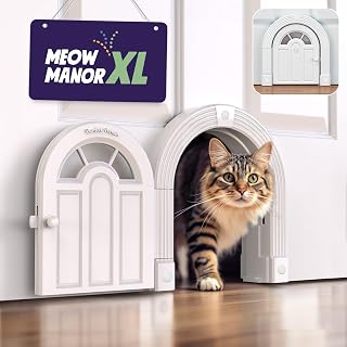 Purrfect Portal Meow Manor XL No-Flap Interior Cat Door for 1.25-1.75" Doors, Fits Cats up to 30 lbs, Easy DIY Install, White