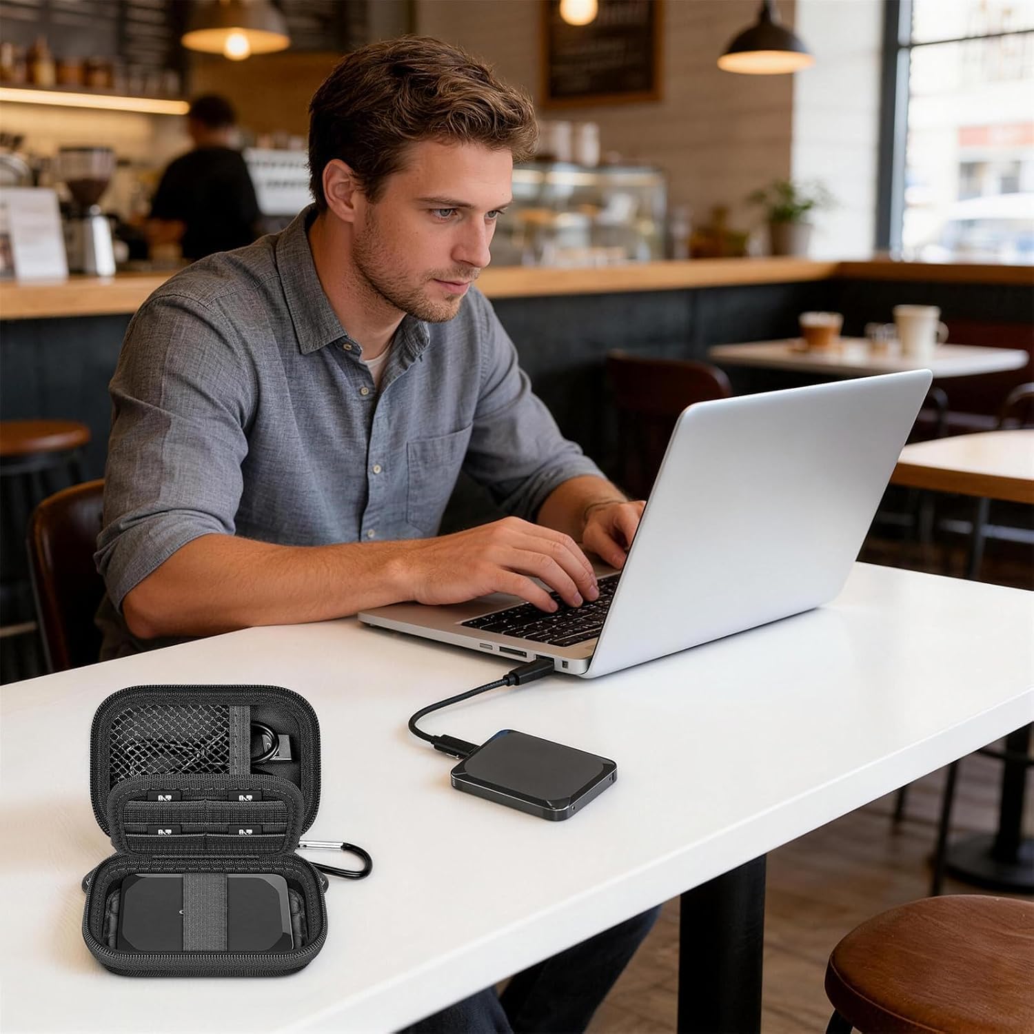 ANKHOH Compact Case for Crucial X9 Pro/ X10 Pro/ X9 1TB 2TB 4TB SSD, Hard EVA Shell Organizer with 8 SD Card Slots & Cable Pocket for Outdoor Photography Gear-Black (Case Only)
