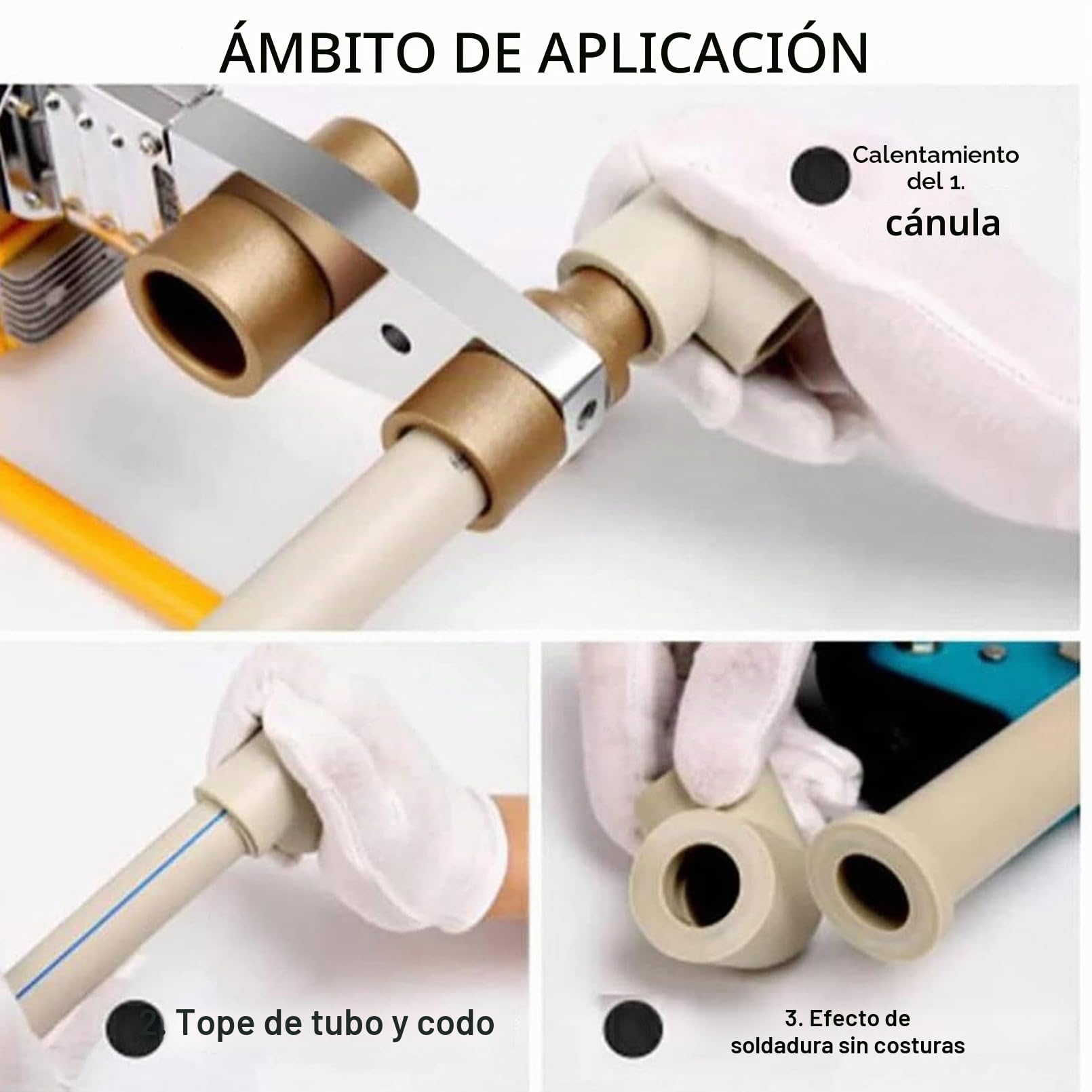 Soldadora por fusión PP/PPR/PB/PE - Máquina de soldadura de tuberías de 1600 W, herramienta de fusión en caliente de calefacción de doble tubo con pantalla digital de 0 a 380 °C de temperatura para