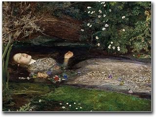Poster Decorative Canvas Painting Ophelia Drowning Art Print Vintage Gothic Dark Academia Aesthetic Moody Poster Modern Art Decoration for Living Room Bedroom and Office 16x24inch without Frame