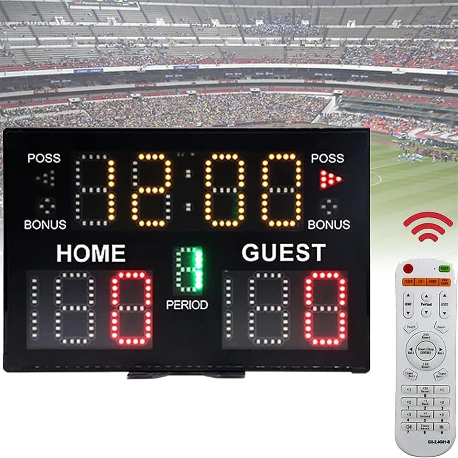 LED Indoor Scoreboard, Electronic Tennis Net Scorekeeper, Battery Powered Electronic Basketball Scoreboard with Buzzer, Countdown Timer and Game Score,