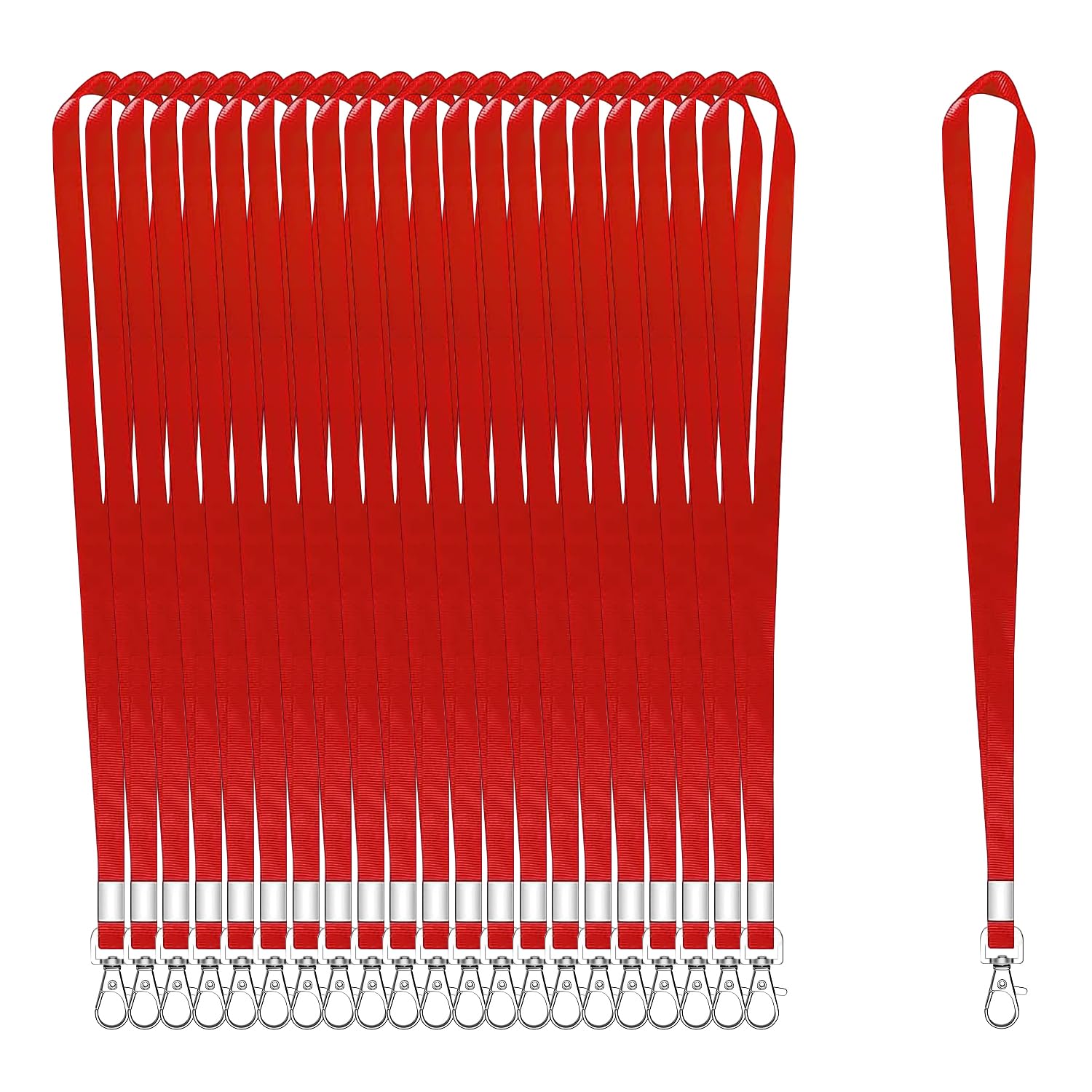 XHDA 100PCS Red Lanyards for Neck Lanyards for ID Badge Lanyard with Metal Swivel Hook for ID Card Badge Holder