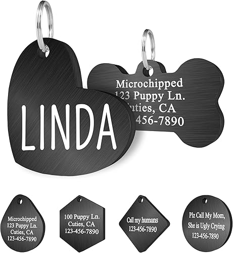 Miniatura 3 de Ultra Joys Etiquetas de identificación personalizadas de perros y gatos para mascotas, etiquetas personalizadas en la parte delantera y trasera para