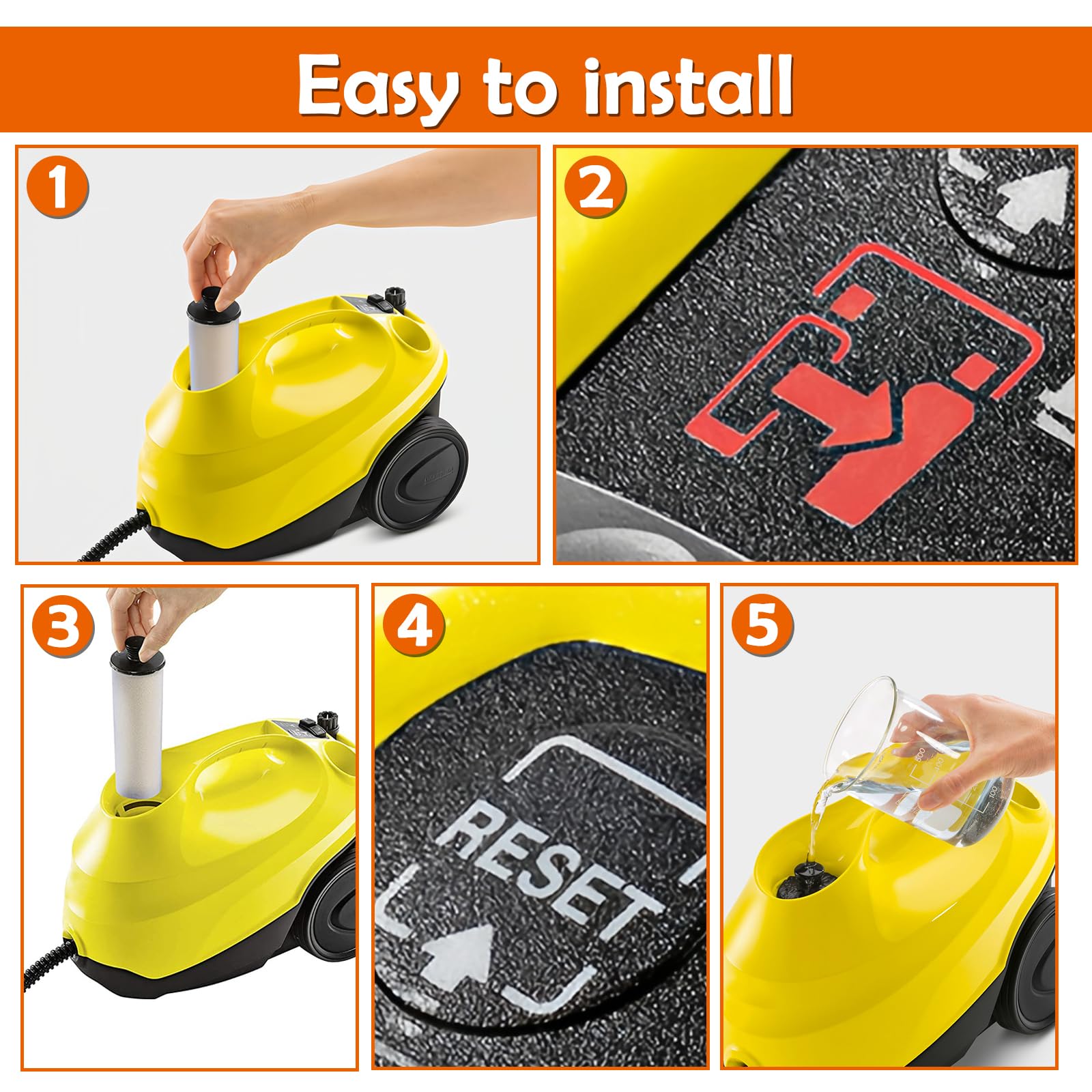 Lot de 2 cartouches de détartrage pour aspirateur Karcher SC2 Upright, SC3 EasyFix, SC3 Upright EasyFix, SC3 Upright EasyFix, SC3 Upright, SC3MX