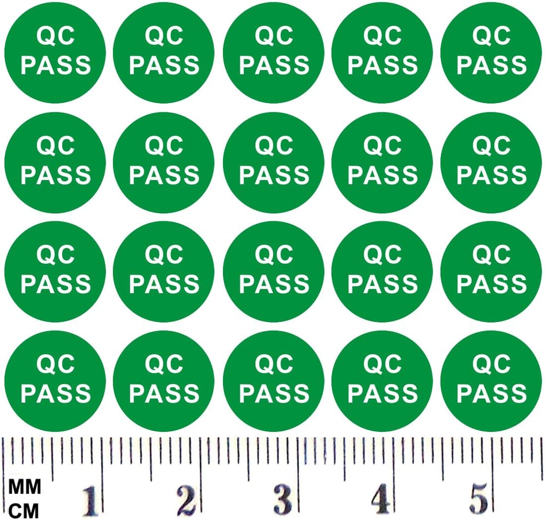 900 Green QC Passed Stickers Small 0.4” Round Shape Adhesive Labels Warehouse Inventory Quality Control Check Tested Pass Approval Circle Dot Kiss Cut Test Approved