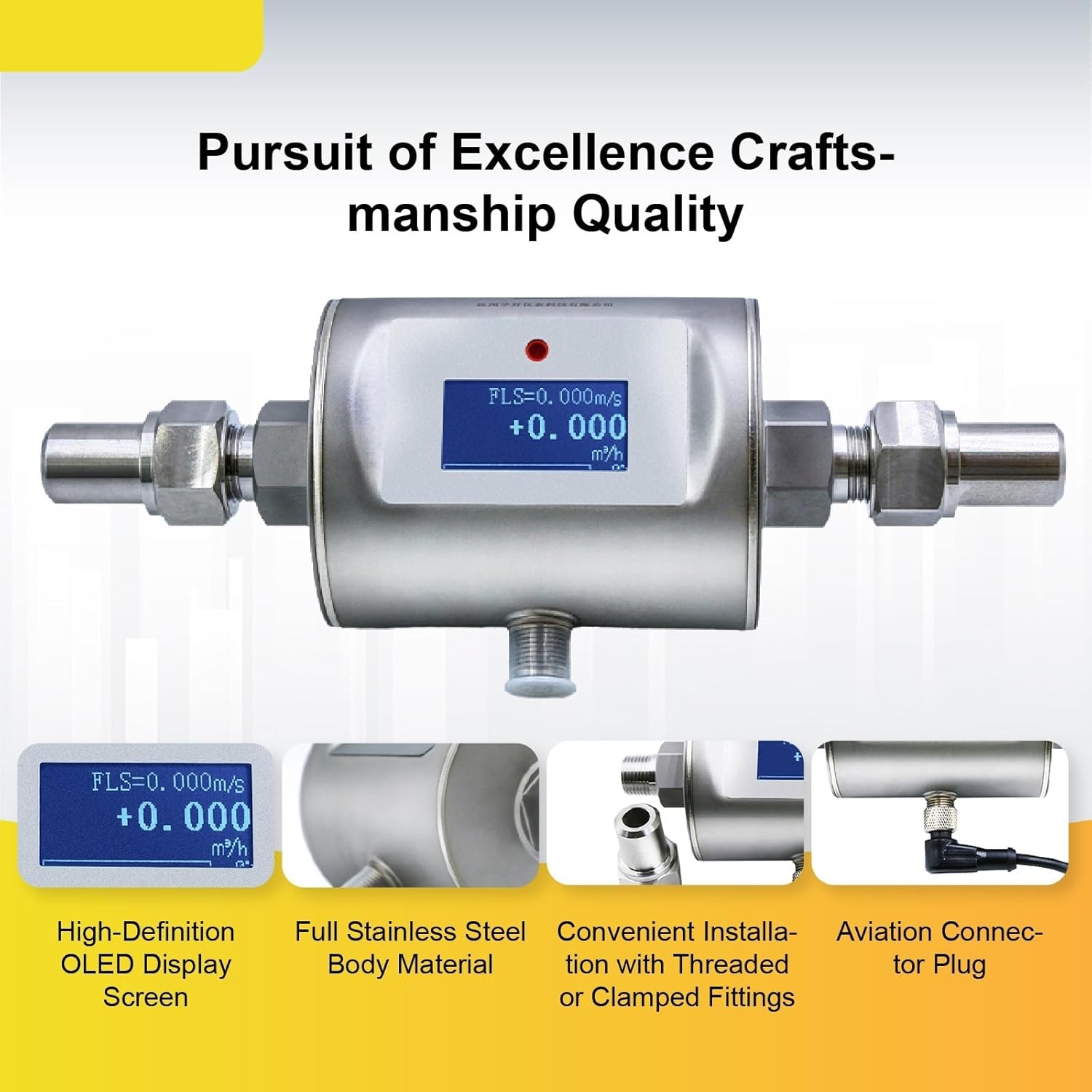 Compact Electromagnetic Flow Meter Digital Water Flow Sensor Inline Magmeter for Pipe Monitoring System(DN6)