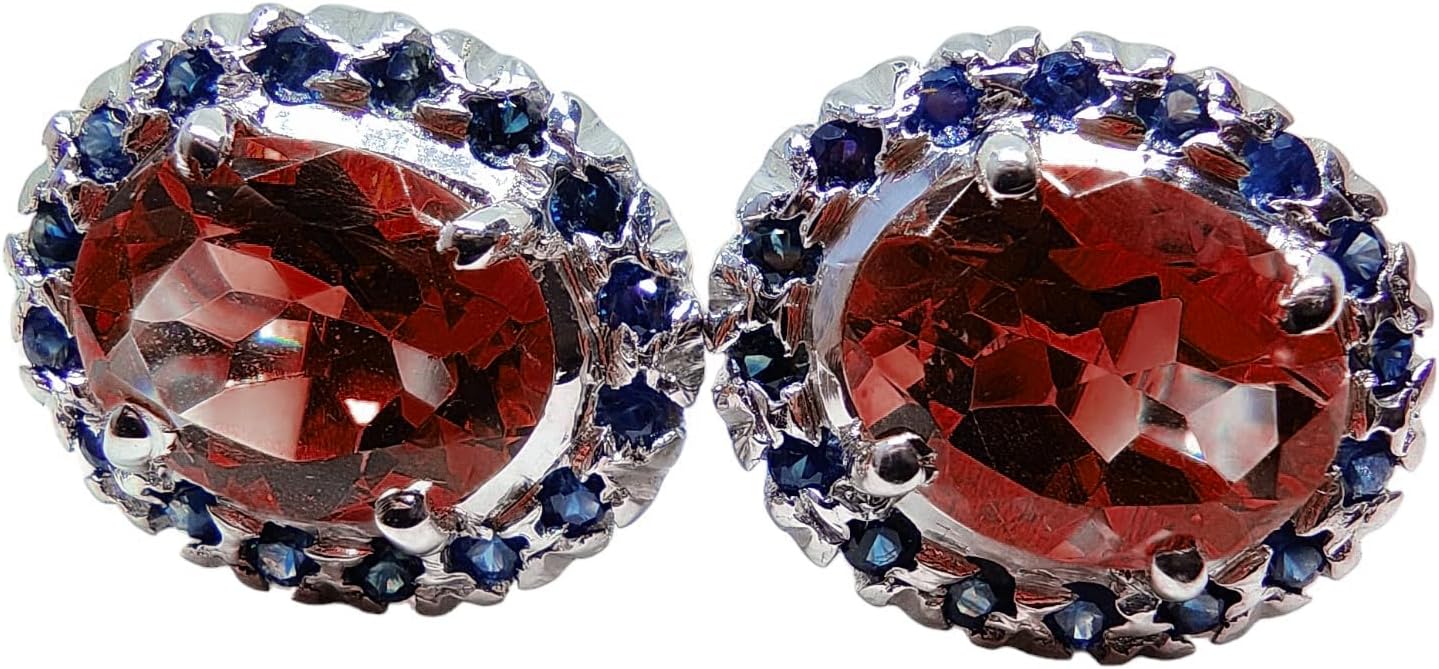Natural Garnet Sapphire Cufflinks 925 Silver Garnet Sapphire Groomsmen Cufflinks For Wedding November Birthstone Cufflinks