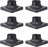 Vista 5 de Base de luz de poste para exteriores de 3 pulgadas, base de montaje en muelle negro, base de poste de lámpara cuadrada universal, adaptador