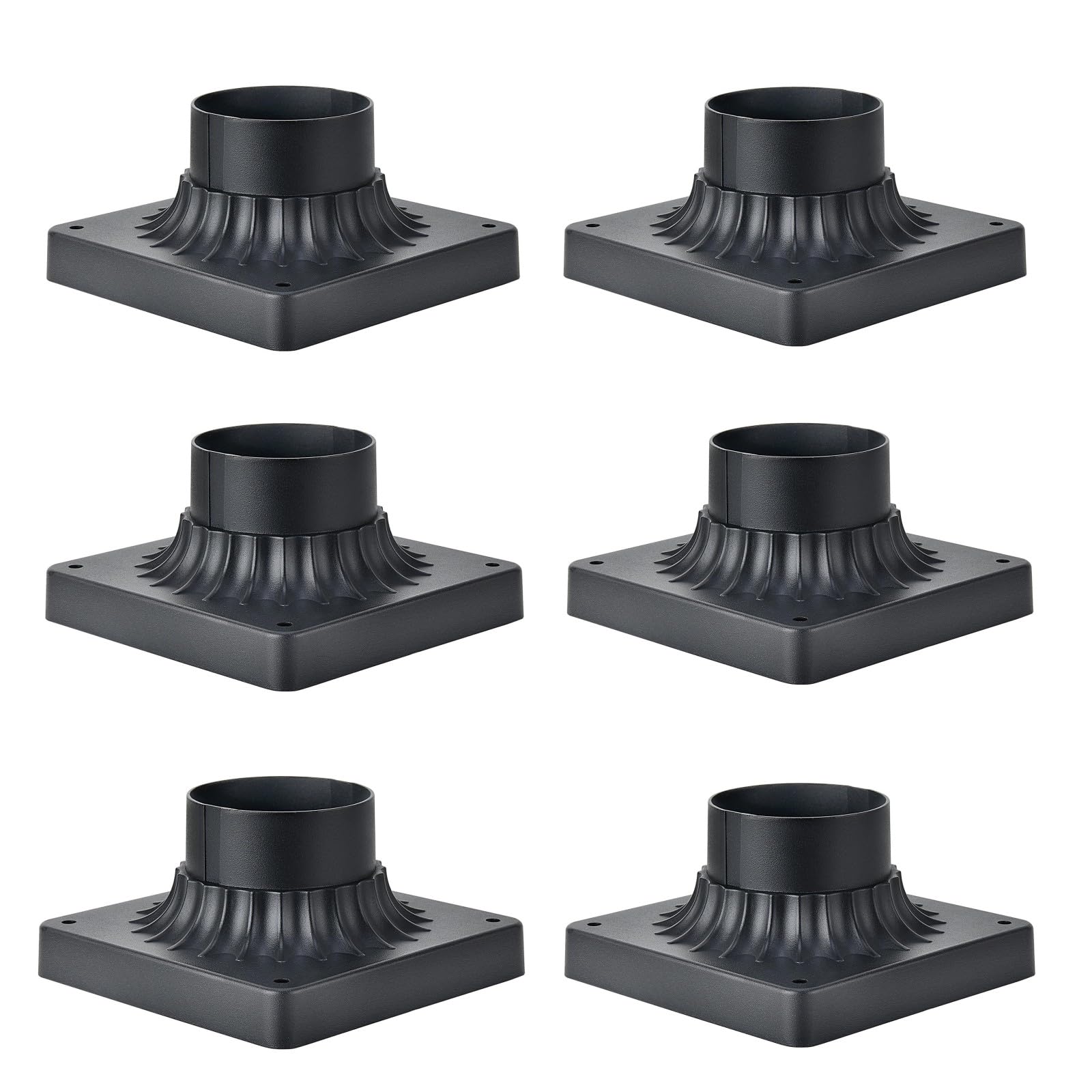 Photo 1 of MrSconce Pier Mount Base 6 Pack, Cast Aluminum Outdoor Post Light Adapter for Deck Porch Patio in Black Finish
