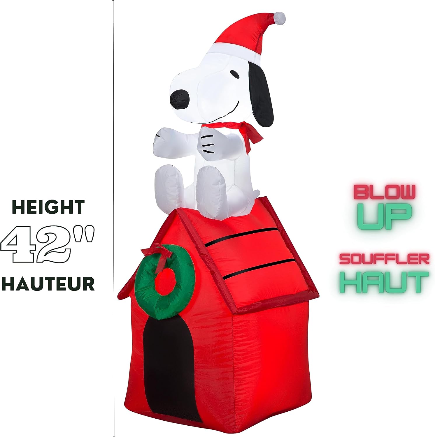 48" Inflatable Snoopy & Woodstock on Doghouse by Gemmy