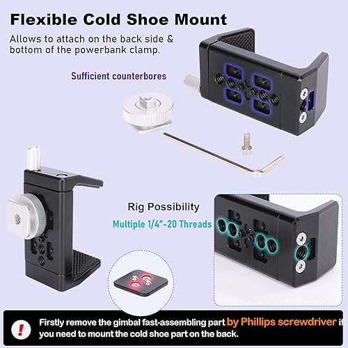 Miniatura 3 de NICEYRIG Abrazadera de banco de energía de aluminio para DJI RS 2 / RS 3 / RS 3 Pro, 1.969 in - 3.465 in de amplio alcance universal soporte de