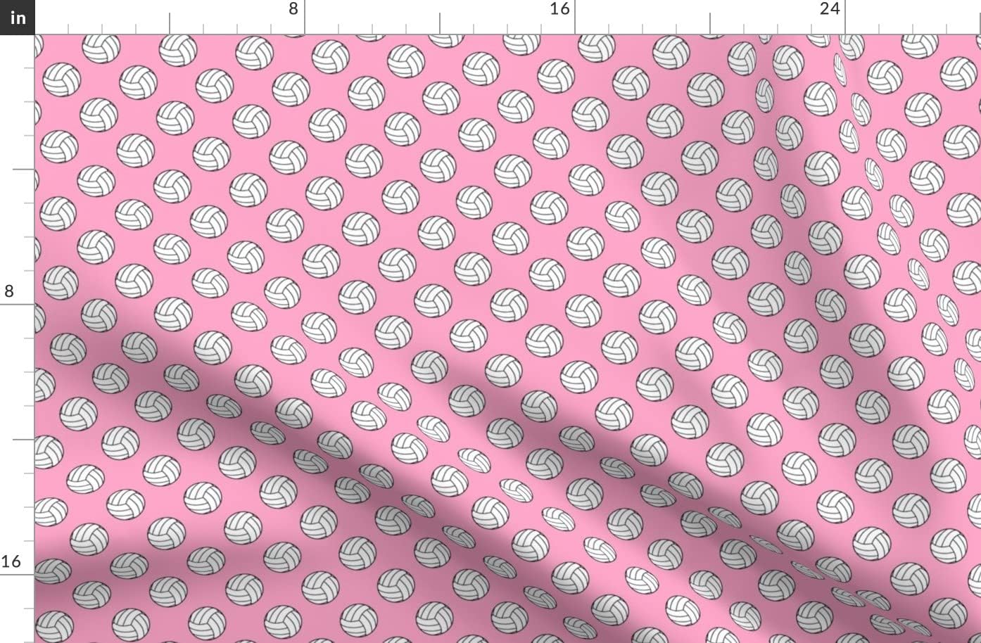 Spoonflower Fabric - Black White Sports Volleyball Balls Carnation Pink Volley Power Team Printed on Organic Cotton Sateen Fabric by The Yard - Sewing Quilting Apparel Home Decor