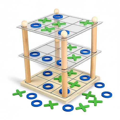 3D Ultimate Wooden Tic Tac Toe Board Game – Classic