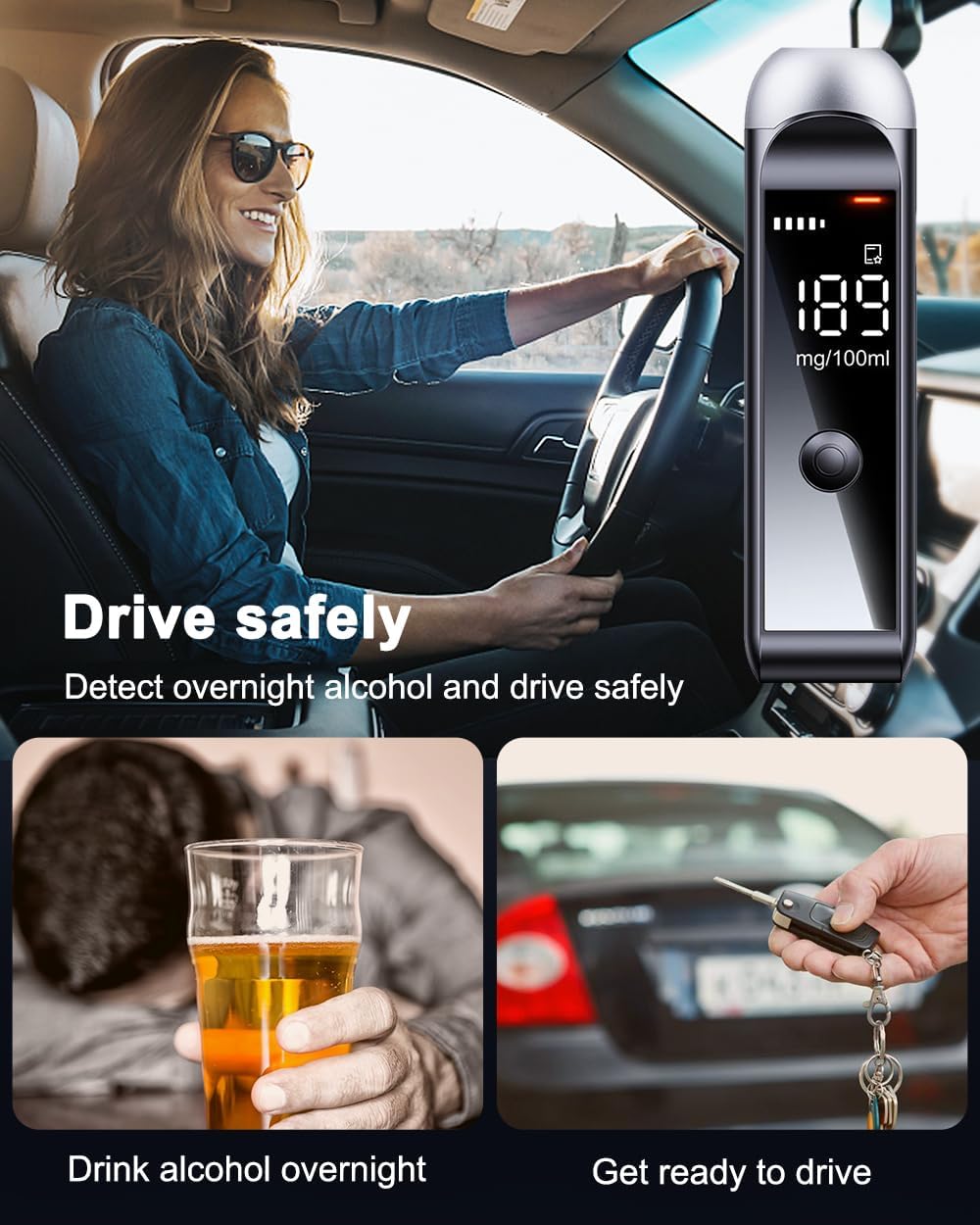 Breathalyzer Professional-Grade High Accuracy Alcohol Tester, Breathalyzers for Alcohol with LCD Digital Display Portable Breath Personal Alcohol Tester for Home Use Breath Alyzer Tester USB C Port