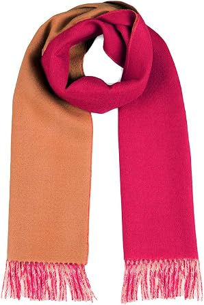 Alpaca Wool Scarf - 100% Pure Baby Alpaca - Double Sided Reversible Contrast Scarf Red Pear/Pecan
