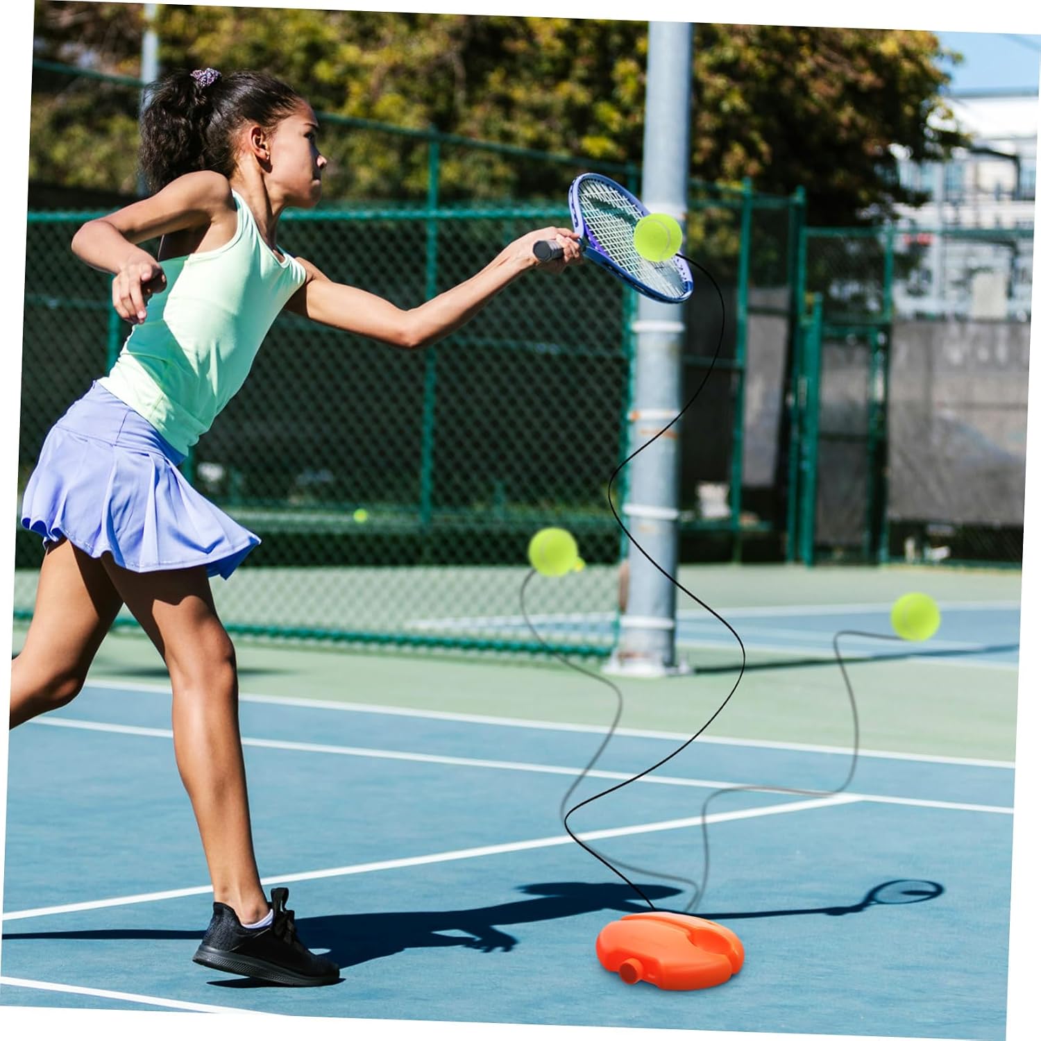 Kisangel Tennis Rebound Trainer Training Tennis for Practice Elastic Cord Portable Training Equipment