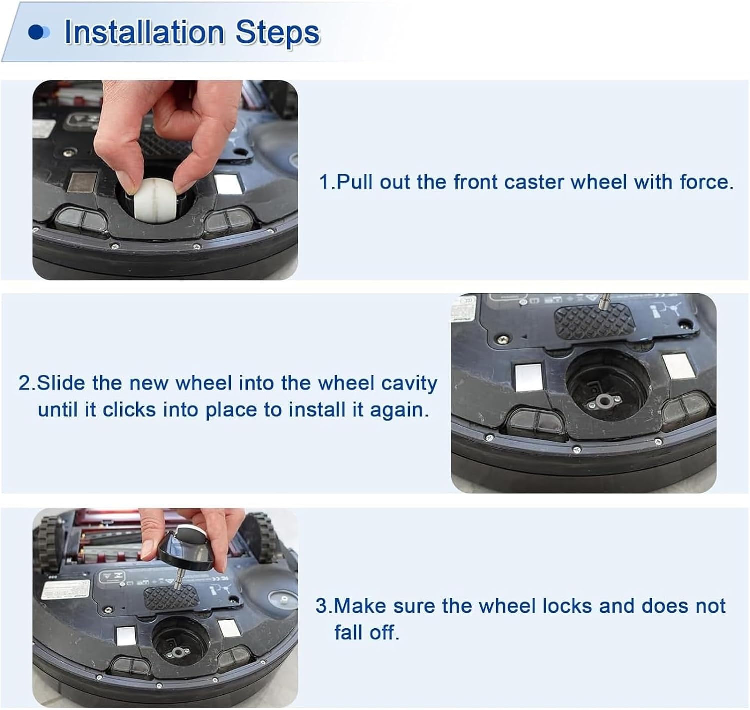 Front Wheel Caster Assembly Replacement Parts,Compatible For Roomba, 500 600 700 800 900 I7 E5 E6 Series Robot Vacuum Cleaners Accessories(2PCS)