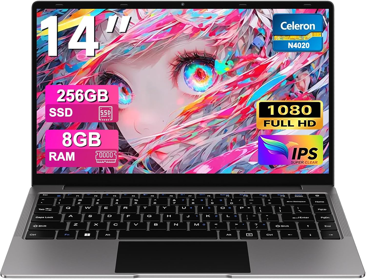 2026 Ordinateur PC Portable 14 Pouces 8+256Go Win11 Celeron N4020 - Gris