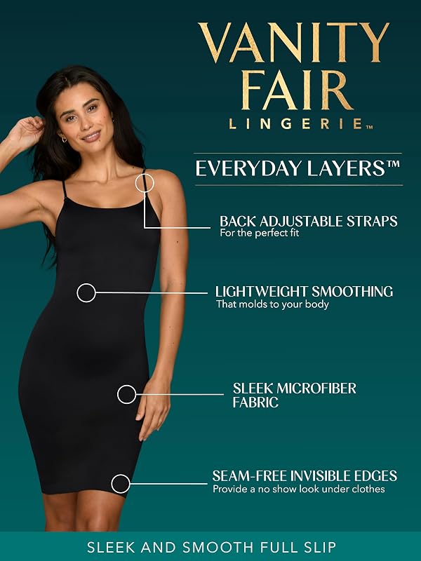Vanity Fair womens for Under Dresses Full Slip, Seamless - 18" Black, X-Large US by Vanity Fair - Image 2