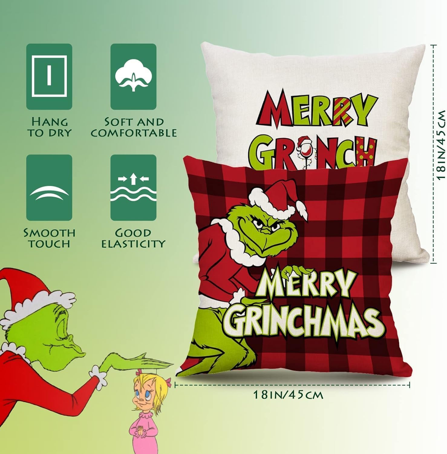 Christmas Pillow Covers 18x18 inch Set of 4 for Decorations Red Buffalo Plaid Pillows Xmas Cushion Case Winter Holiday Merry Throw Farmhouse Decor Couch