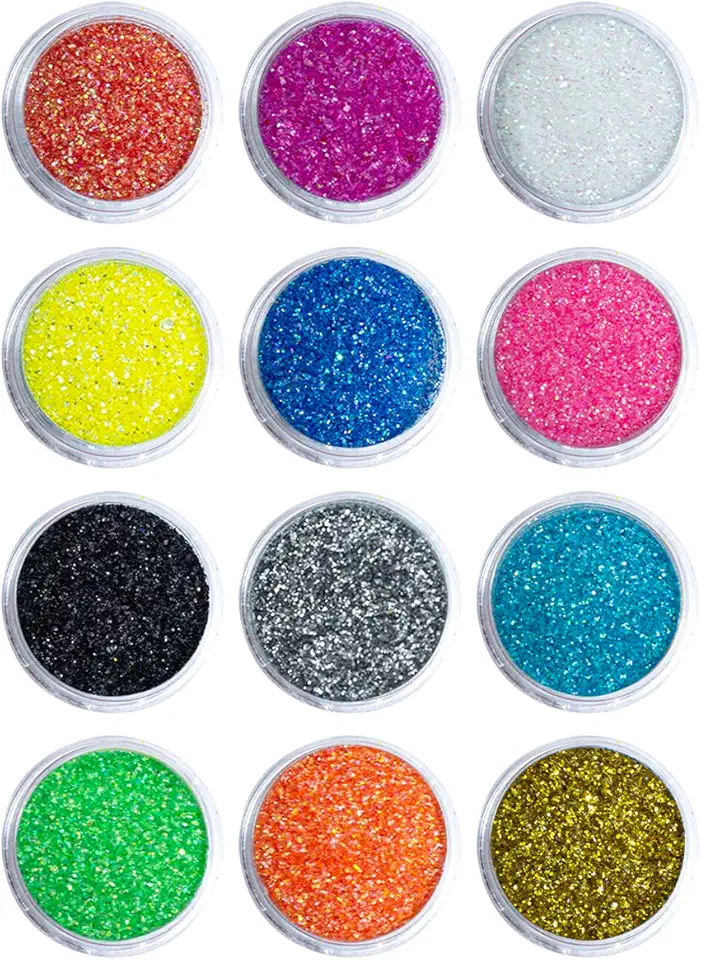 Kit com 12 Glíters para Decoração de Unhas em Gel Multicolor, Arte Sedução