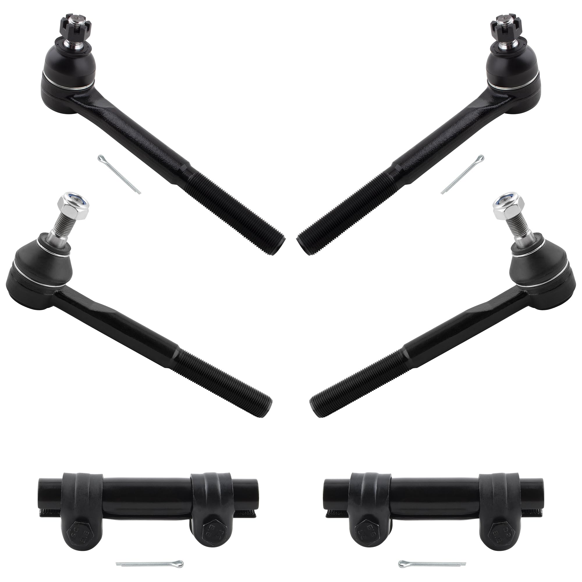 BOXI 6pc Front Inner Outer Tie Rod Sleeve Fit for Chevrolet for GMC C1500/C2500 Suburban C3500 1988-2000 / Express Savana 1500/2500/3500 1996-2002 / Tahoe Yukon 1995-1999 / ES2836 ES2837 ES2004