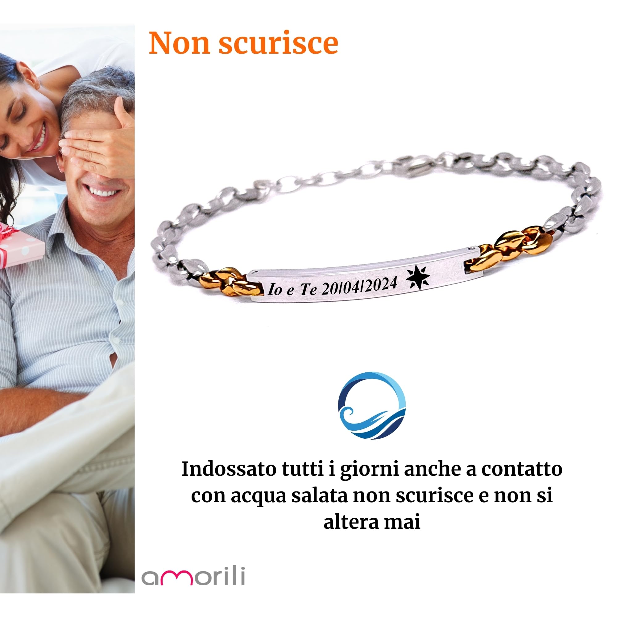Bracciale Uomo Personalizzato in Acciaio Inox Maglia Marina con Incisione | Braccialetto Maschile Elegante Regolabile | Gioiello Personalizzabile Idea Regalo per Lui bcc3114