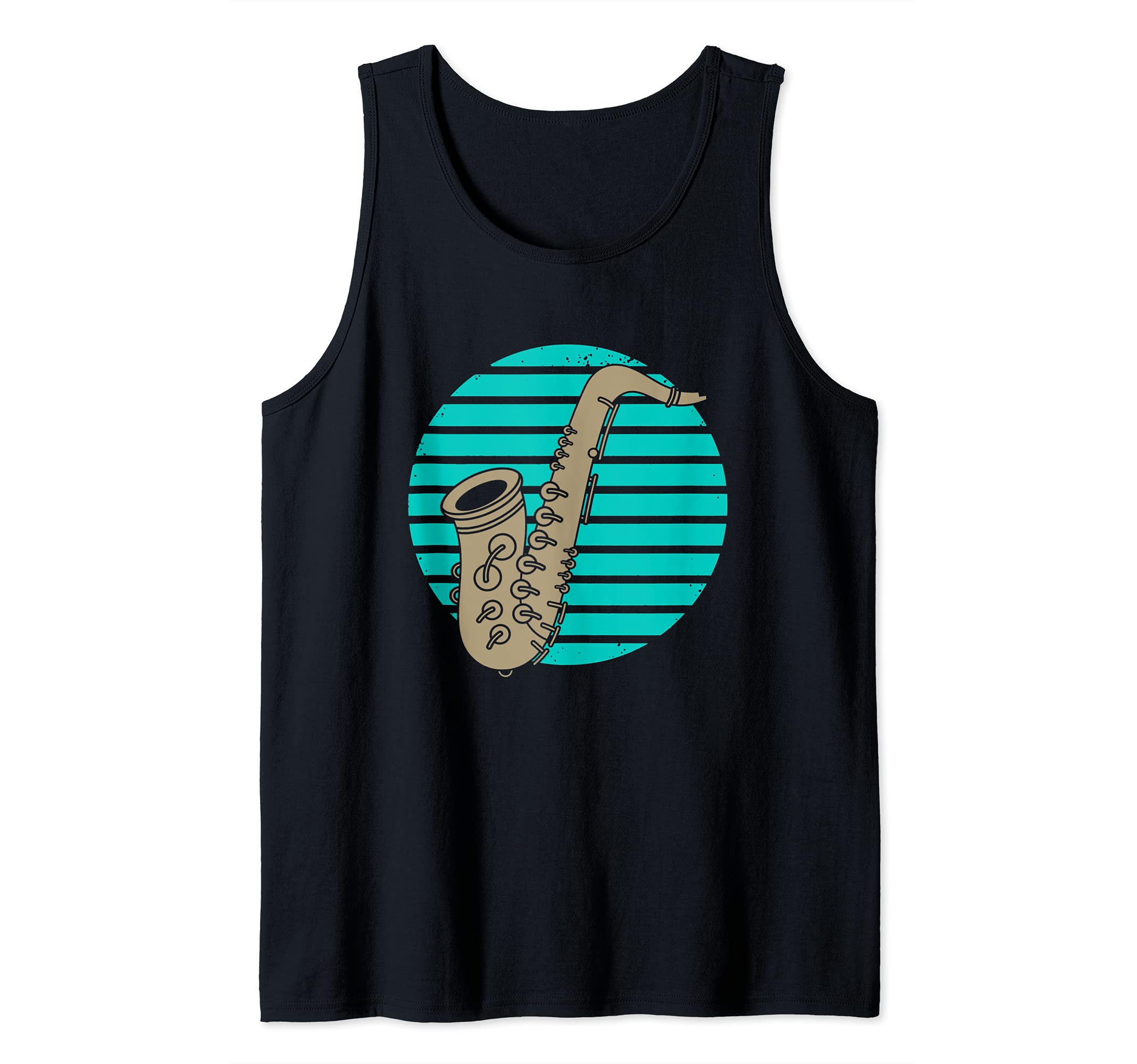 Musical Instrument Saxophonist Jazz Musician Retro Saxophone Tank Top, Black