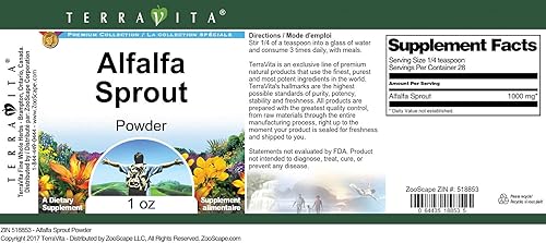 Miniatura 4 de Polvo de brote de alfalfa (1 oz, ZIN 518853)