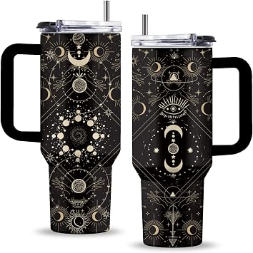 Goth Gifts for Women, 40 Oz Goth Tumbler with Handle & Straw, Birthday Presents for Goths Style Lovers, Stainless Steel Goths Tumbler, Moon Witchy Cup, Gifts for Thanksgiving Christmas, 1 PCS