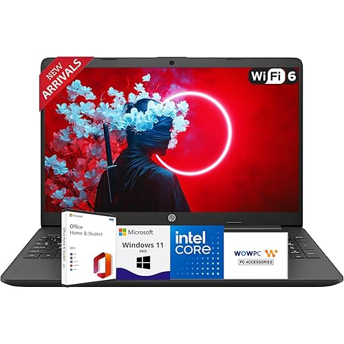 HP New Business Laptop with Microsoft Office, Intel Powerful Processor, 15.6" FHD LED Display, 16GB RAM, 512GB SSD, Ethernet RJ-45, Ultra Quiet Design, Long Battery Life, Windows 11 Pro, WOWPC USB